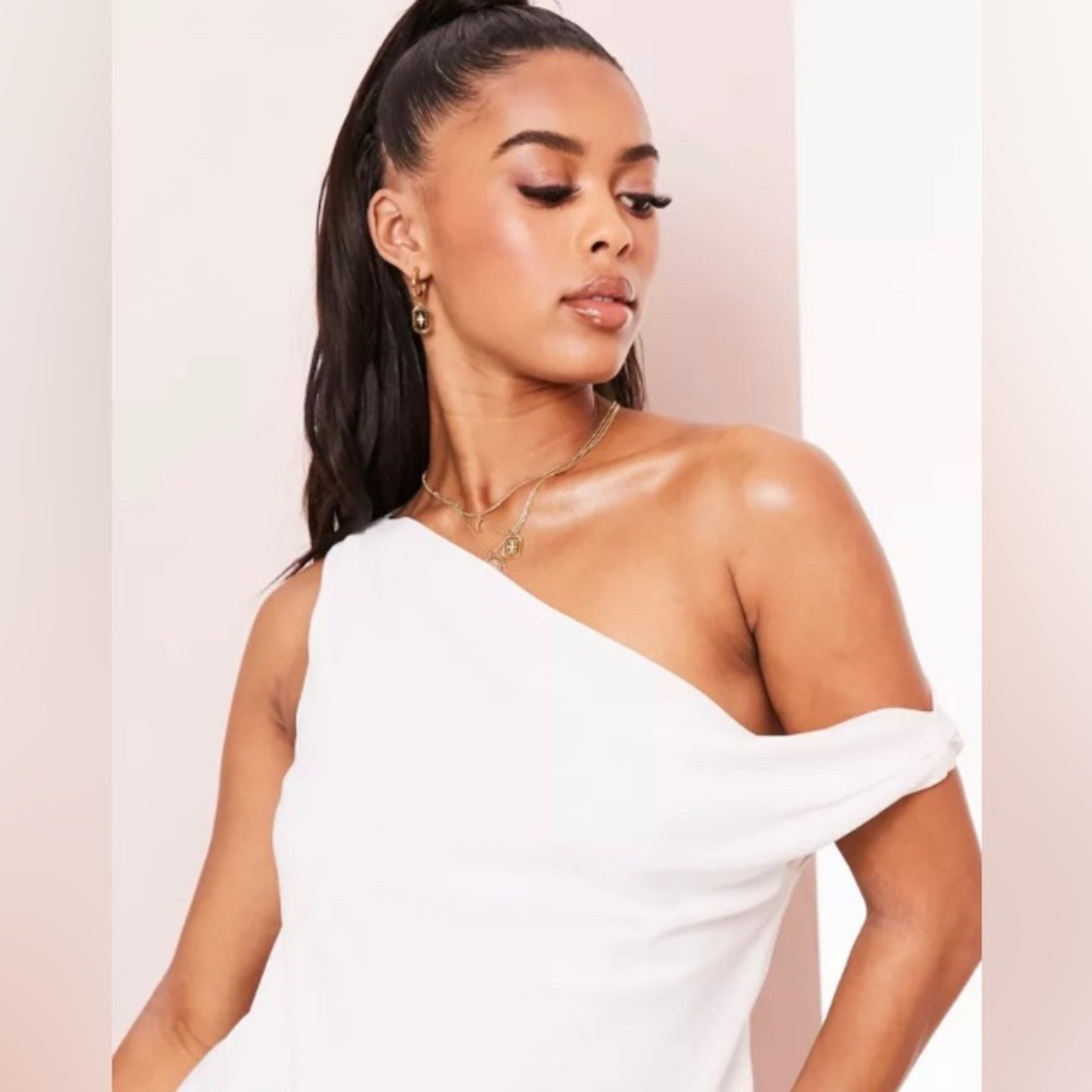 ASOS DESIGN fallen shoulder cami in white